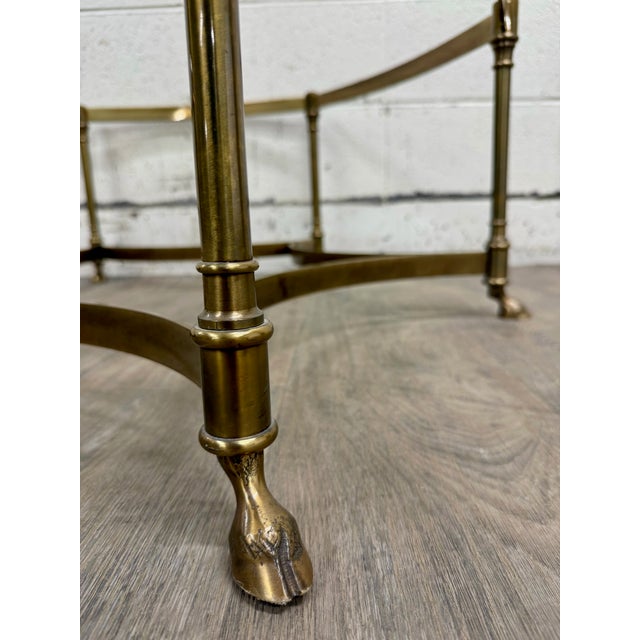 Hollywood Regency Vintage Mid Century Labarge Style Brass Hexagonal Coffee Table Cocktail Table For Sale - Image 3 of 11
