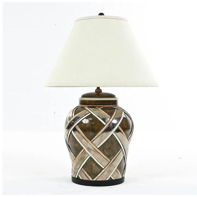 1980s Chapman Cross Hatch Table Lamp For Sale In New York - Image 6 of 6