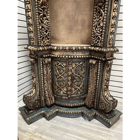 Rare Hand Painted Spanish 1800s Corner Cupboard For Sale - Image 11 of 17