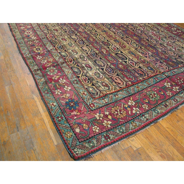 Traditional Vintage Tan and Light Pink Color With Florid Design Antique Caucasian Karabagh Rug For Sale - Image 3 of 5