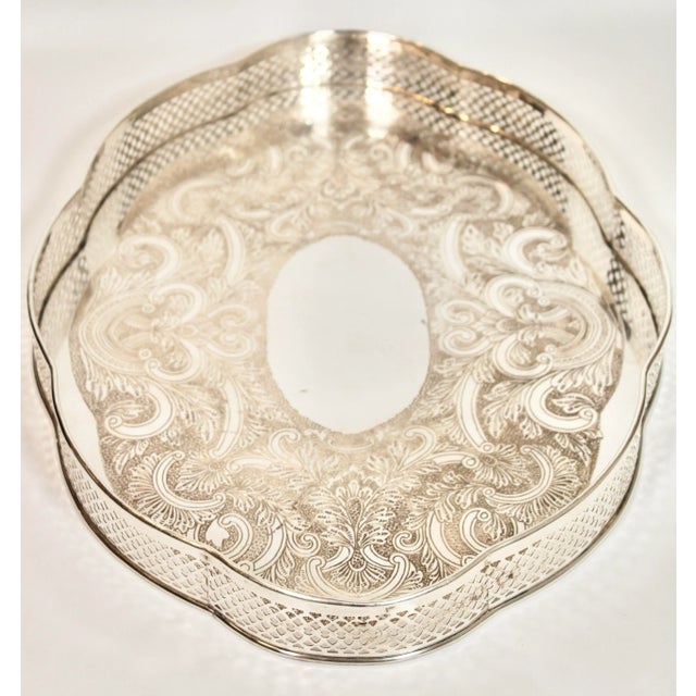 Metal Mid 20th Century French Silver Plate Serpentine Tray For Sale - Image 7 of 9