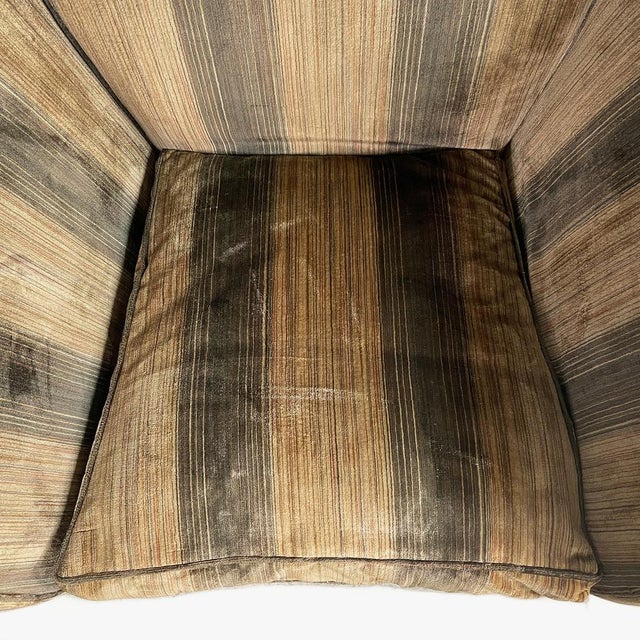 Wood Italian Art Deco Striped Velvet Armchairs, 1930s, Set of 2 For Sale - Image 7 of 17