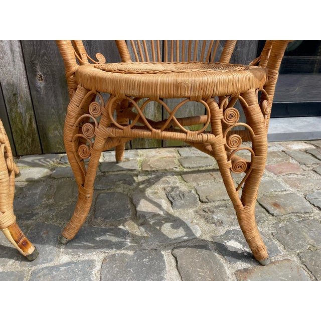 Set of Rattan Peacock Armchairs For Sale - Image 5 of 12