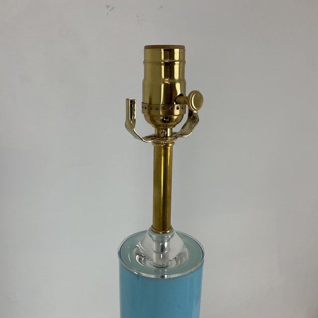 1960s Rare Vinatge Blue Murano Glass Lamp Pair For Sale - Image 5 of 10