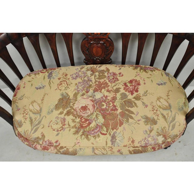 Antique Victorian Carved Mahogany Paw Foot Barrel Back Settee Loveseat Sofa For Sale In Philadelphia - Image 6 of 16