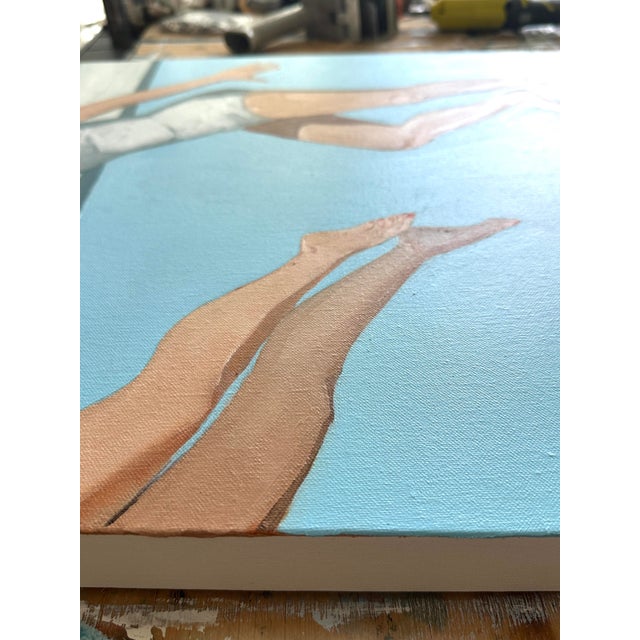 Baby Blue "Synchronize With a Smile" Original Modern Oil Painting, by Jennifer Hohlfelder For Sale - Image 8 of 10