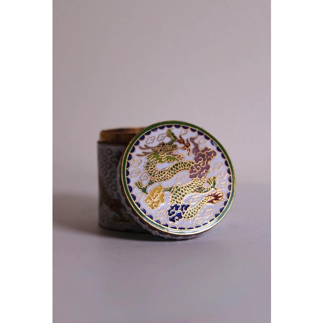 Traditional Vintage Cloisonné Trinket Box – Hand Painted with Floral & Bird Design For Sale - Image 3 of 3