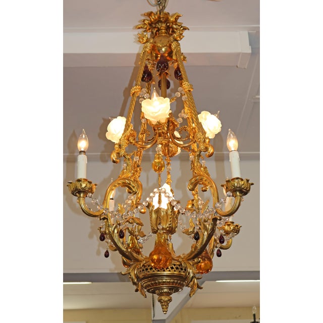 1910s 1910 French Belle Epoque Style Gilt Bronze Crystal Chandelier For Sale - Image 5 of 18
