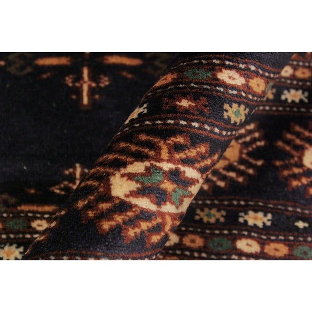 Textile Boho Chic Bokhara Blue/Blue Hand Knotted Wool Rug For Sale - Image 7 of 9