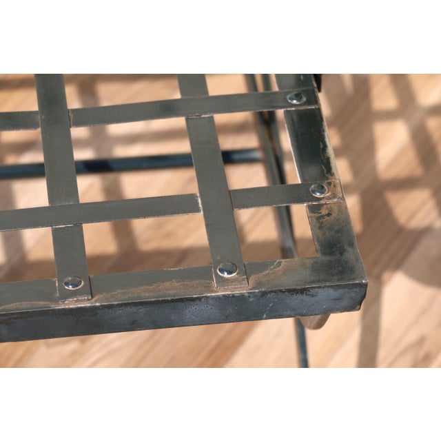 Vintage Pair of French Wrought Iron Folding Patio Chairs by Hervé Baume | Outdoor Armchairs | France 1970s For Sale - Image 15 of 18
