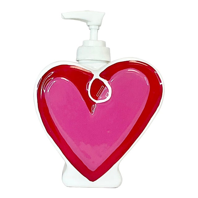 1990s Vintage Boho Chic Valentines Heart Soap or Lotion Dispenser For Sale