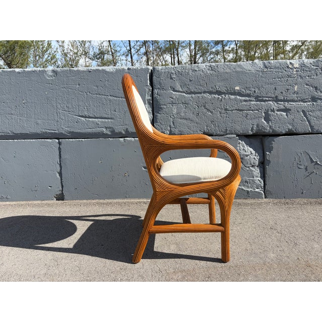 Set of Six Off-White Pencil Reed Dining Chairs, 1980s Gabriella Crespi Style For Sale - Image 14 of 17