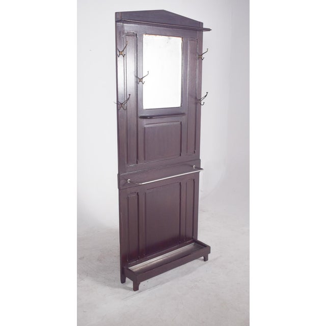 Vintage Coat Rack with Mirror in Wood, 1920s For Sale - Image 3 of 8
