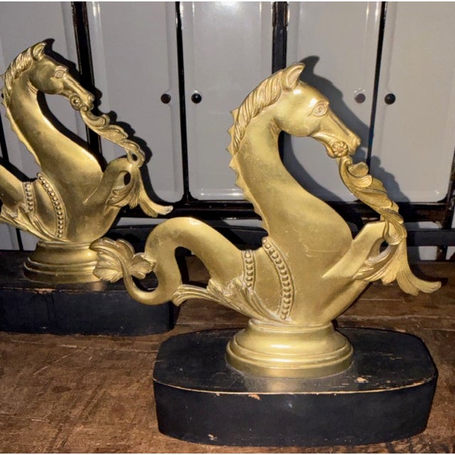 Mid Century Solid Brass Venetian Sea Horses - Oar Lock for Gondolas, Decorative Objects For Sale - Image 4 of 9