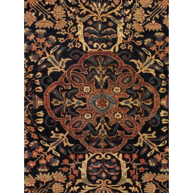 Red Antique Farahan Sarouk Carpet, Handmade Oriental Rug, Navy, Ivory, Green, Red For Sale - Image 8 of 12