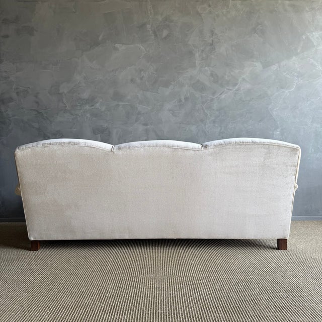 Custom Made Modern English Arm Sofa in Performance Linen Velvet - 86" For Sale - Image 4 of 9