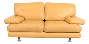 Ligne Roset Modern Yellow Leather Sofa or Loveseat