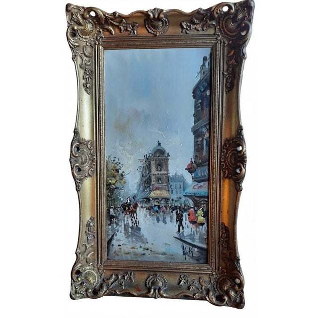 Mid 20th Century Mid 20th Century Original Antonio DeVity Framed Paris Street Scene Oil Paintings With Handwritten Artist Inscriptions - Pair For Sale - Image 5 of 12