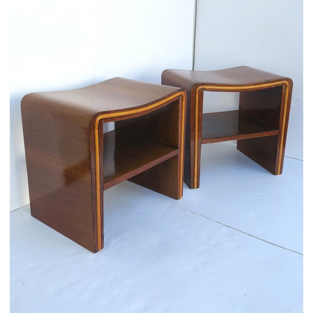 Brown Art Deco Wood Benches, Pair For Sale - Image 8 of 18