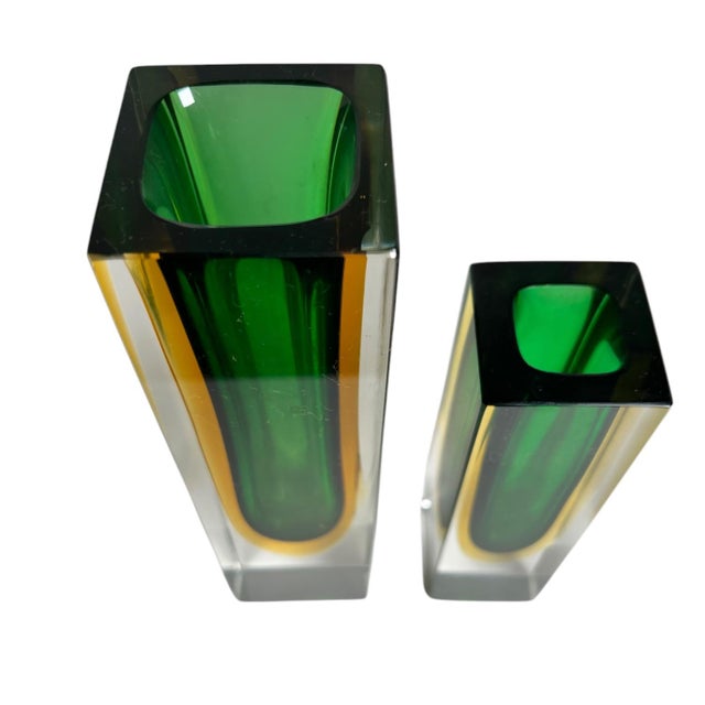 Mid-Century Modern Murano Sommerso Glass Vase Pair by Flavio Poli for Alessandro Mandruzzato, 1960s For Sale - Image 3 of 8