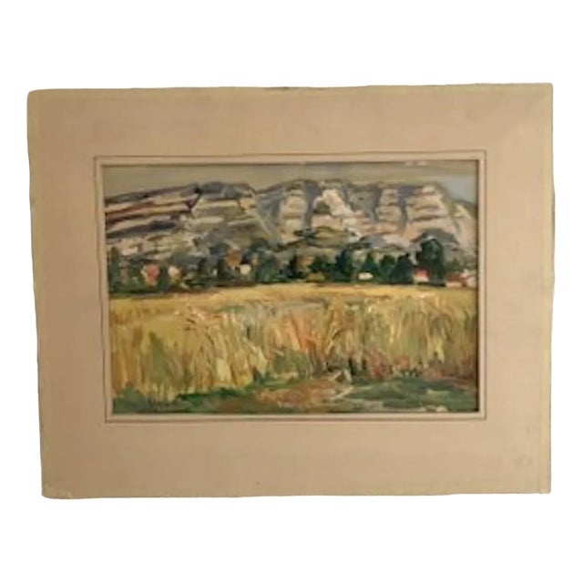 Harry Urban, Au pied des montagnes, Watercolor on Paper For Sale