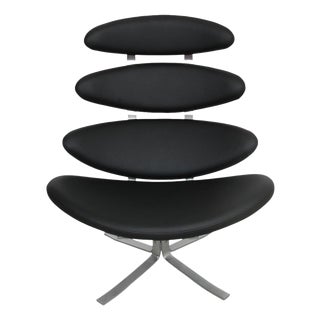 Corona Chair in Black Bizon Leather by Erik Jørgensen, 2000s For Sale