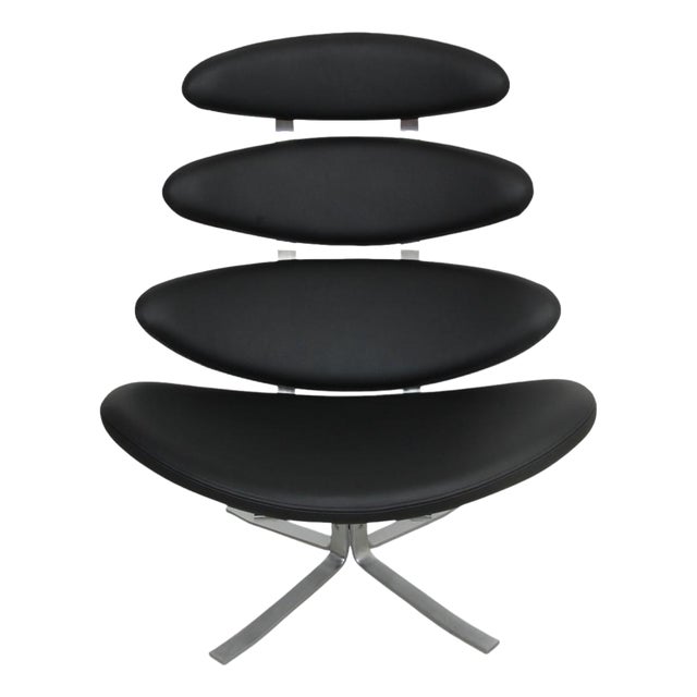Corona Chair in Black Bizon Leather by Erik Jørgensen, 2000s For Sale