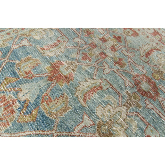 Sky Blue 1940s Vintage Allover Blue Terra Cotta Hand Knotted Rug - 4’6” X 6’10” For Sale - Image 8 of 11