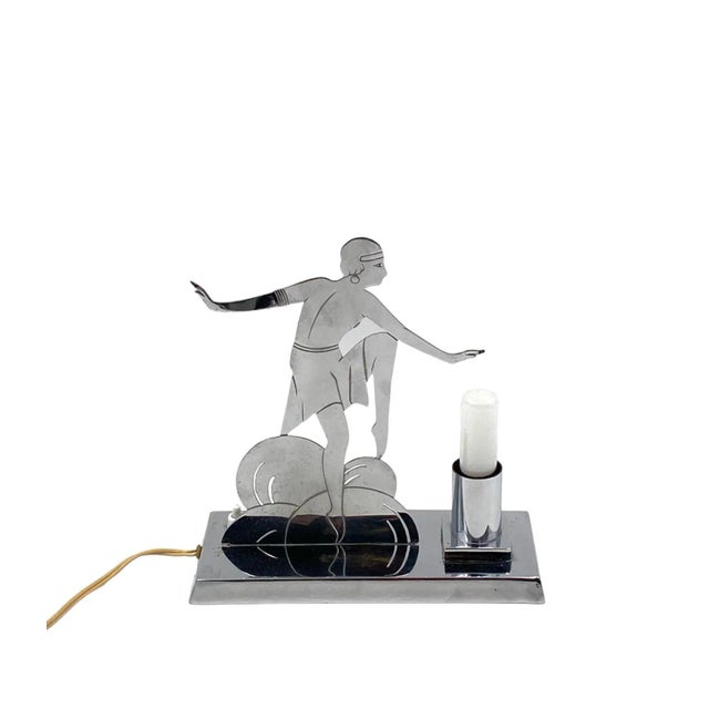 Art Déco Charleston Dancer Cubist Table Lamp, Lw Paris France, Circa 1930 For Sale - Image 9 of 12