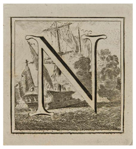 Luigi Vanvitelli, Letter of the Alphabet N, Etching, 18th Century