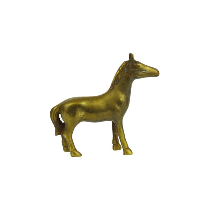 Mid-Century Modern Solid Gold Brass Horse Pony Figurine For Sale - Image 3 of 4