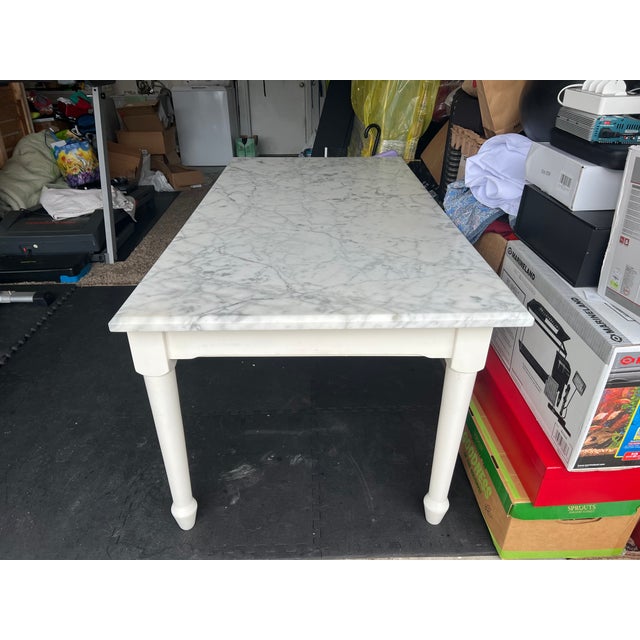 Vintage Williams Sonoma Carrara Marble Table For Sale - Image 10 of 16