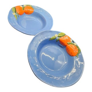 Set of Two, Anthropologie Citrus Orange Bowls For Sale