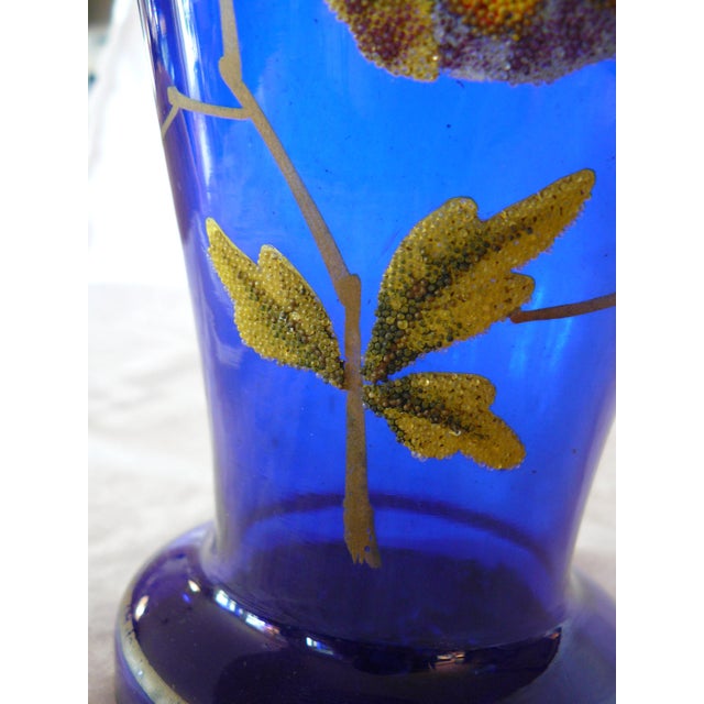 Late 19th Century Coralene Cobalt Vase From Czechoshovakia For Sale - Image 9 of 12