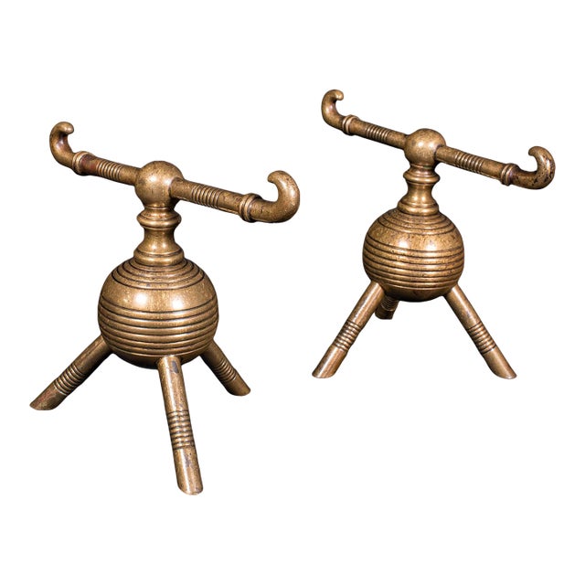 Pair of Antique Fireside Tool Rests, English, Aesthetic Movement, Late Victorian For Sale