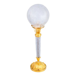 Antique Gilded & Glass Table Lamp, 1890s For Sale