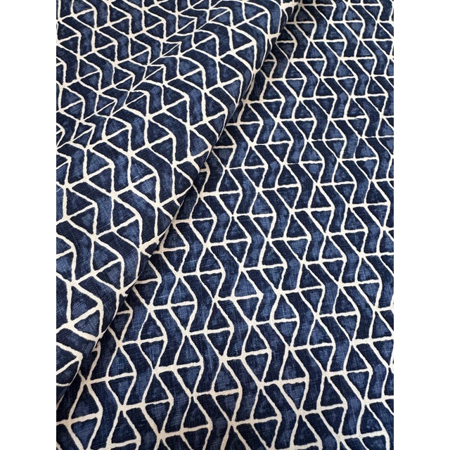 Thibaut F942007 Stony Brook Navy Fabric Hand Print 1 1/2 Yards For Sale In Raleigh - Image 6 of 6