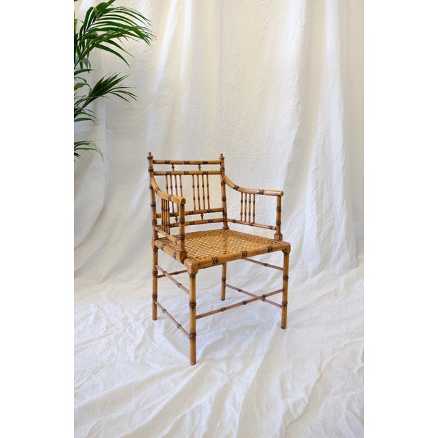 1970s Vintage Chair with Vienna Straw Seat in Faux Bamboo, 1970s For Sale - Image 5 of 9