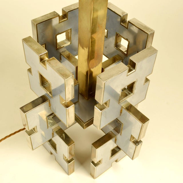 Metal Geometric Table Lamp by Gaetano Sciolari, 1970s For Sale - Image 7 of 11