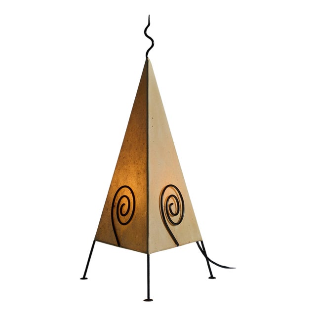 Late 20th Century Postmodern Pyramid Paper Shade Table Lamp For Sale