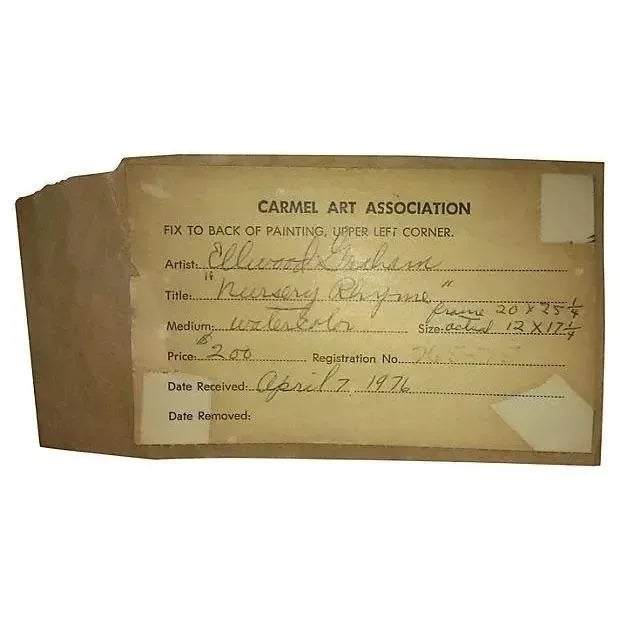 Wood 1975 Ellwood Graham Signed Abstract Surrealist Watercolor (Listed Artist) For Sale - Image 7 of 8