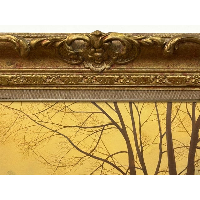 Misty Golden Yellow River Landscape with Winter Trees in the English Countryside Circa 1990 For Sale - Image 12 of 17