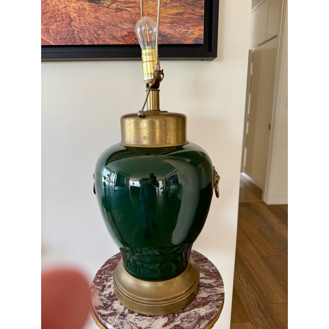 1960s Modern Brass and Porcelain Lamp For Sale In Los Angeles - Image 6 of 6