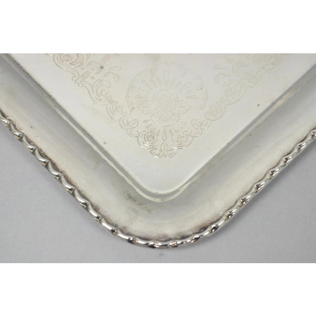 Vintage Silver Plated Victorian Style 9" Square Small Trinket Dish Platter Tray For Sale - Image 9 of 12
