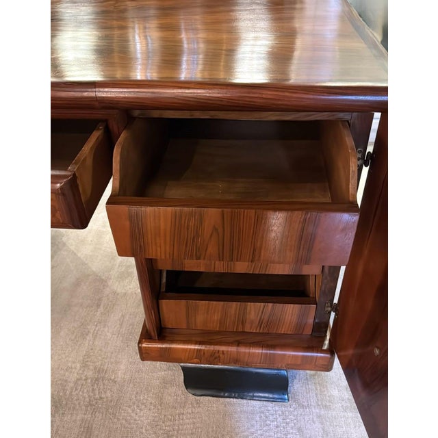 Art Deco Large Italian Desk With Double Doors and Drawers For Sale - Image 10 of 12
