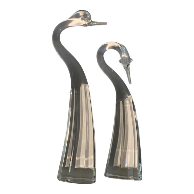 Vintage Shannon Crystal Stylized Swan Figurines- a Pair For Sale