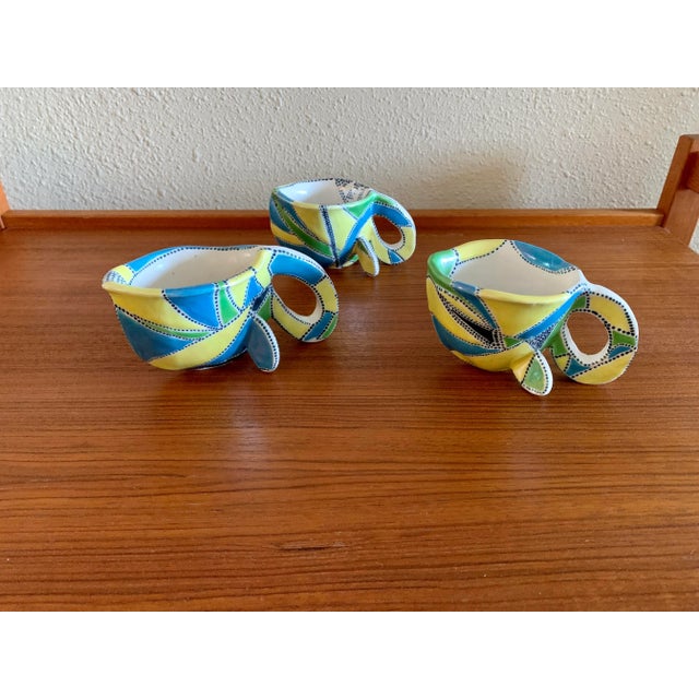 Postmodern Postmodern Memphis Art Pottery Tea Set Cups Platter Set - 14 Pieces For Sale - Image 3 of 13