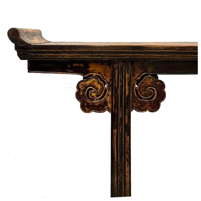 Late 19th Century 19th Century Antique Chinese Open Carved Altar Table/Sofa Table/Console For Sale - Image 5 of 11