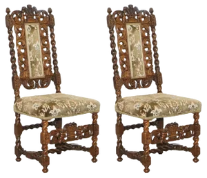 18th Century Fruitwood Carved Chair with Cherubs Holding a Crown & Flowers