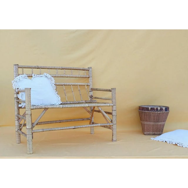 1950s Chippendale Bamboo Loveseat For Sale - Image 9 of 13